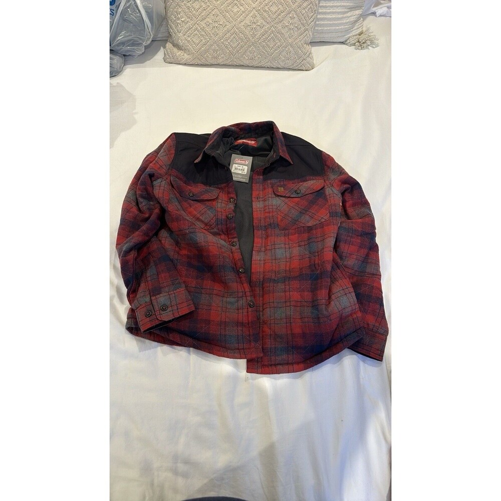NWT Coleman Diamond Quilted Flannel Shirt Jacket Mens Plaid Flannel Outdoor M